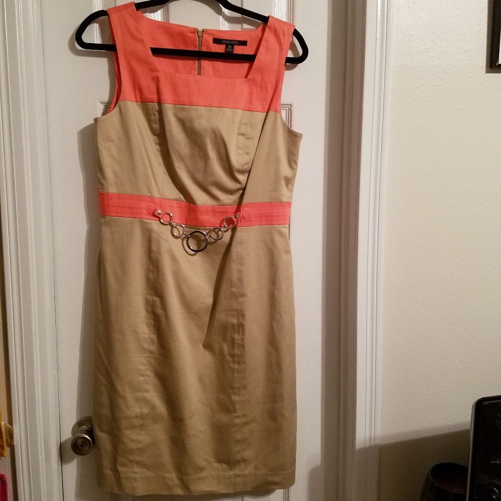 Chadwicks Tan and Coral Dress